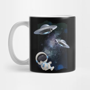 Ufo alien funny cute flying spaceship astronaut moon mars cosmic forest Mug